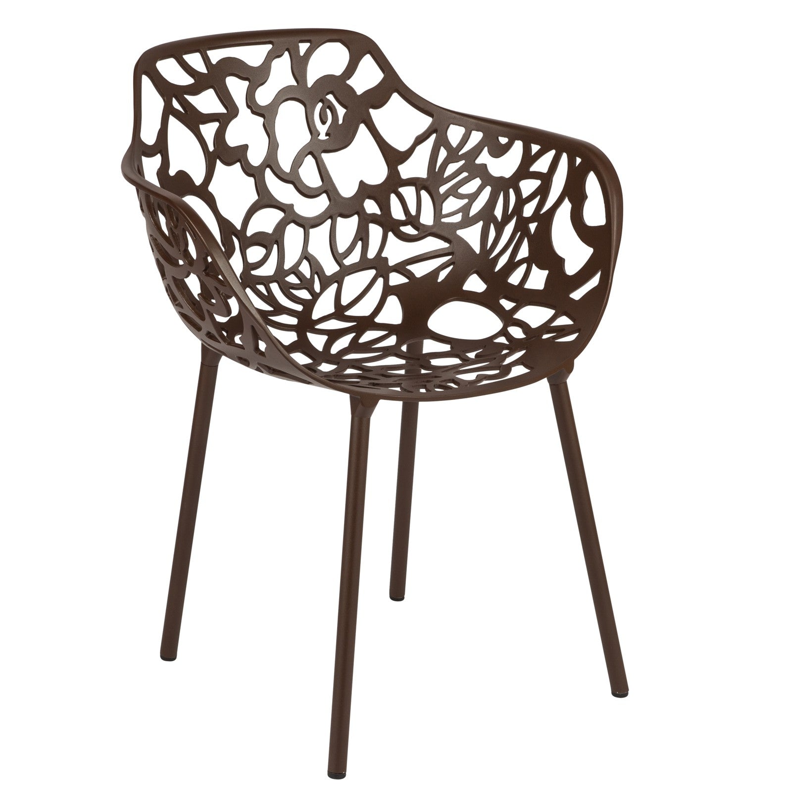 Desire Brown Aluminum Side Armchair - living-essentials